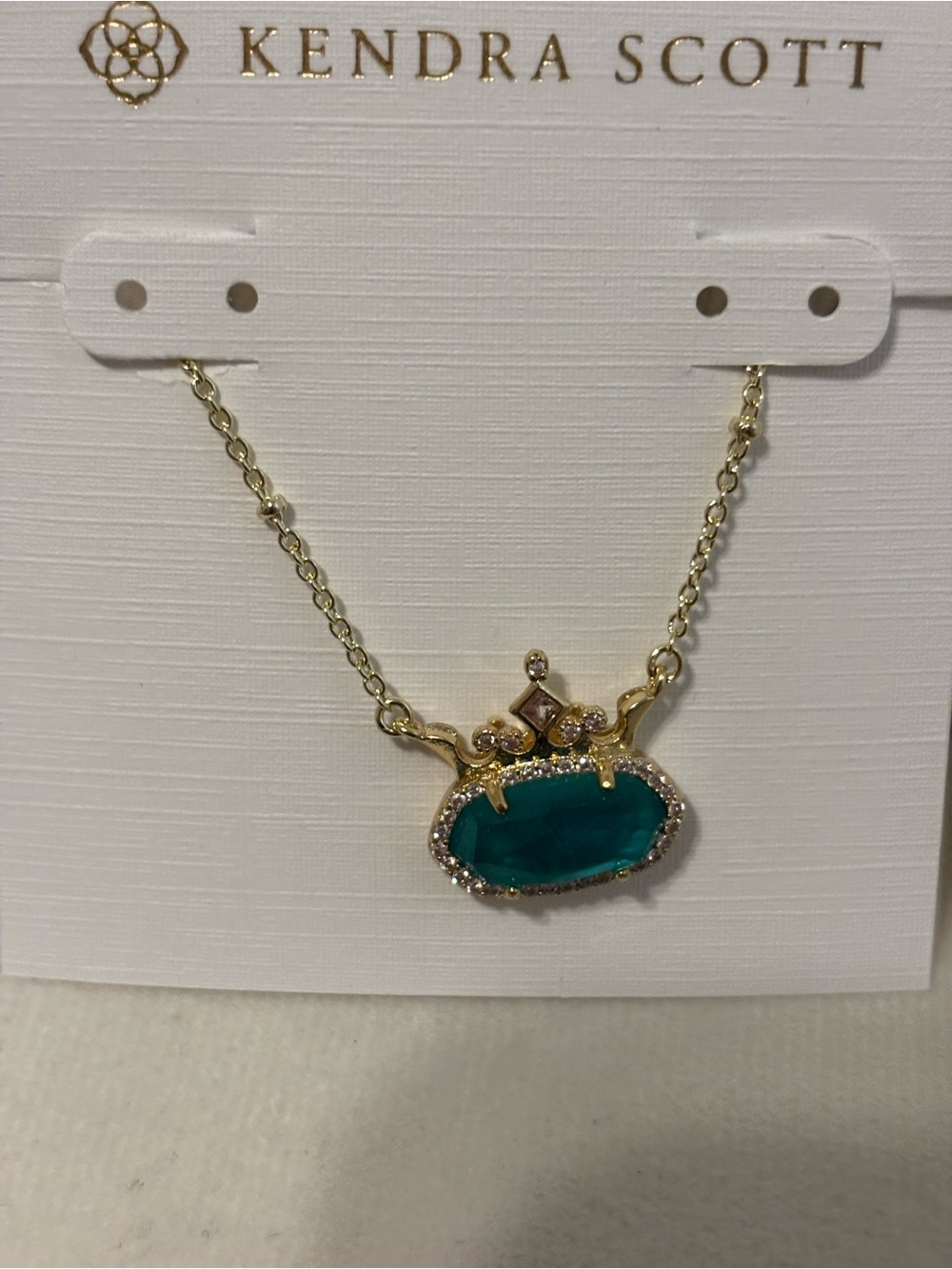Kendra Scott Gold Necklace with Teal Stone